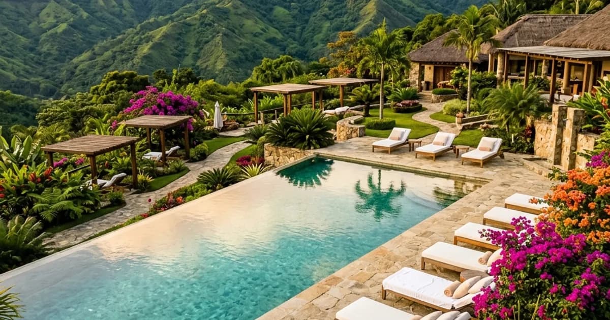 Santuario spa de lujo con vista a las montañas del Valle del Cauca